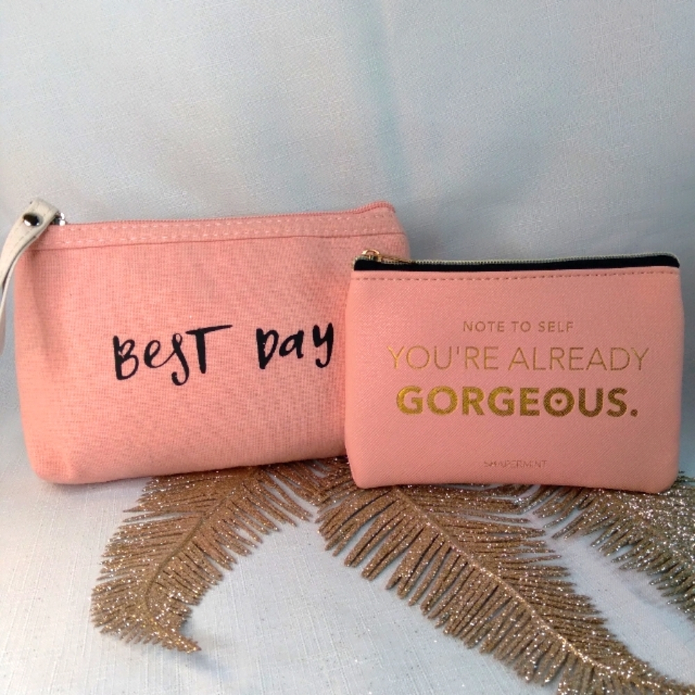Inspirational shapermint cosmetic bag and matching cosmetic bag bundle.